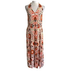 NWT Boden Multi Color Geometric Floral Halter Maxi Dress Size 6P